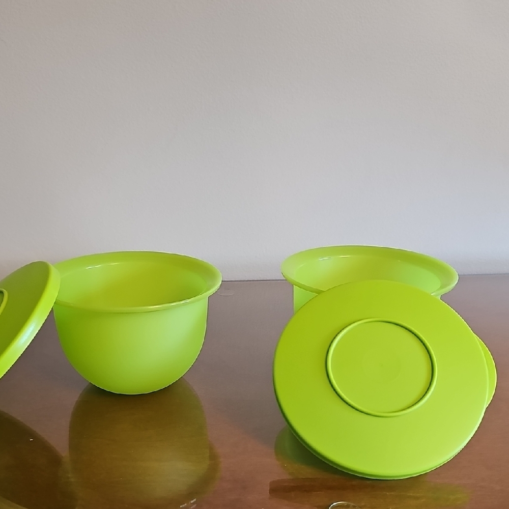 Tupperware Lime Green Food Storage Bowls